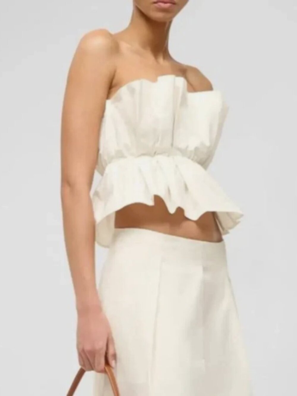 STAUD Women's Dover Pleated White Top-Size XS-MSRP$245